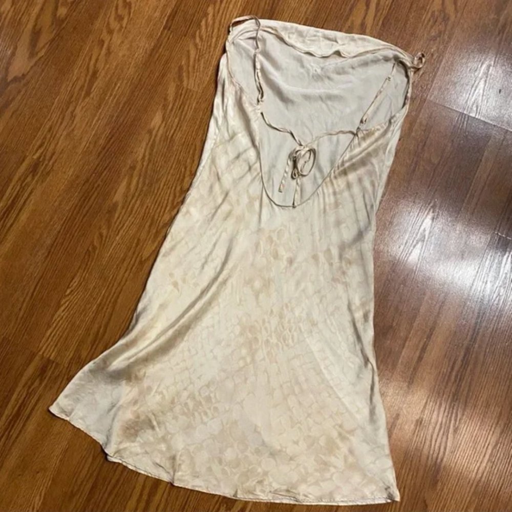 Vintage Y2K 100% Silk Slip Dress Printed Mini Silk Dress Size Small Cowl Neck - Picture 6 of 15
